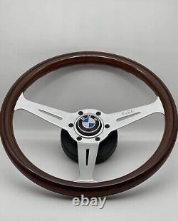 Steering Wheel Fits BMW BMW E30 E34 E24 E32 Z1 Custom Rebuilt 350mm Wood Chrome