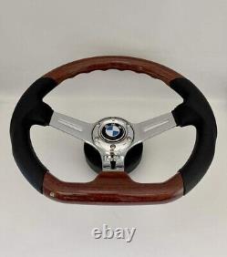 Steering Wheel Fits BMW E23 E24 E28 E30 E32 E34 350mm Sport Flat Bottom Wood