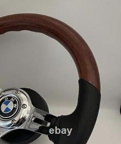 Steering Wheel Fits BMW E23 E24 E28 E30 E32 E34 350mm Sport Flat Bottom Wood