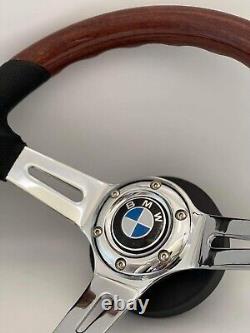 Steering Wheel Fits BMW E23 E24 E28 E30 E32 E34 350mm Sport Flat Bottom Wood