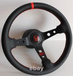 Steering Wheel Fits For HONDA Deep Dish Leather No Hub Adapter