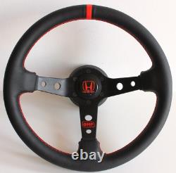 Steering Wheel Fits For HONDA Deep Dish Leather No Hub Adapter