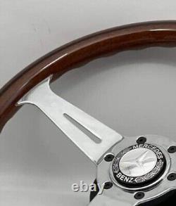 Steering Wheel Fits Mercedes R107 1978 1989 350mm Wood Chrome