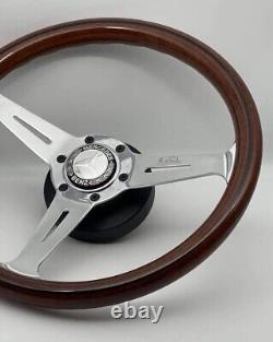 Steering Wheel Fits Mercedes R107 1978 1989 350mm Wood Chrome