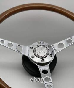 Steering Wheel Fits Mercedes R107 W107 W114 W115 W116 68-89 Wood Chrome 380mm