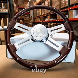 Steering Wheel & Hub Kit 18 Classic Dark Wood Rivet Smooth horn (Freightliner)