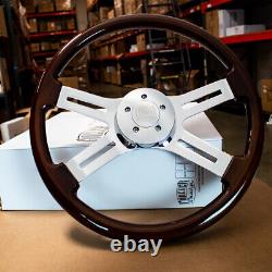 Steering Wheel & Hub Kit 18 Dual Classic Dark Wood 5-Bolt Horn (Freightliner)