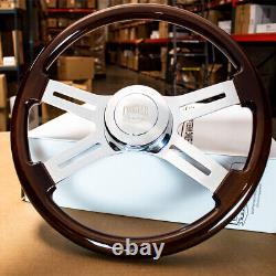 Steering Wheel & Hub Kit 18 Dual Classic Dark Wood Smooth Horn (Freightliner)