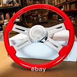 Steering Wheel & Hub Kit 18 Dual Classic Red Wood Smooth Horn (Freightliner)