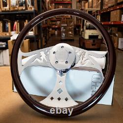 Steering Wheel & Hub Kit 18 Pin-up Dark Wood 5-Bolt Horn (Freightliner)