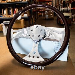 Steering Wheel & Hub Kit 18 Pin-up Dark Wood 5-Bolt Horn (Freightliner)