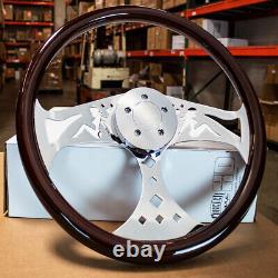 Steering Wheel & Hub Kit 18 Pin-up Dark Wood 5-Bolt Horn (Freightliner)