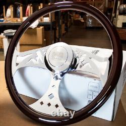 Steering Wheel & Hub Kit 18 Pin-up Dark Wood Smooth Horn (Freightliner)