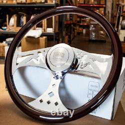 Steering Wheel & Hub Kit 18 Pin-up Dark Wood Smooth Horn (Freightliner)