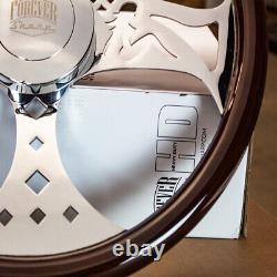 Steering Wheel & Hub Kit 18 Pin-up Dark Wood Smooth Horn (Freightliner)