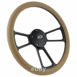 Steering Wheel Kit Tan Vinyl & Black Billet 1995-2002 Chevy Full Size Trucks