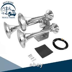 Super Loud 150DB Truck Air Horn 3 Trumpet Horns Kit For Car Train Boat Pickups