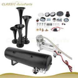 Super Loud 4 Trumpets Train 200PSI Air Tank Horn Kit for Car Truck Train Boat