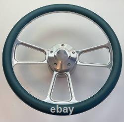 TEAL Half Wrap 14 BILLET Steering wheel kit + adaptor + Horn Button