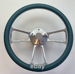 TEAL Half Wrap 14 BILLET Steering wheel kit + adaptor + Horn Button