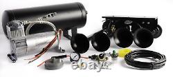 Train Horn Kit Air 12v 1.5g 3 Trumpet 150 Psi For Cars/truck Loud Viking Horns