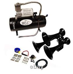 Train Horn Kit Air 12v 1.5g 3 Trumpet 150 Psi For Cars/truck Loud Viking Horns