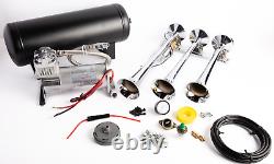 Train Horn Kit Air 12v 1.5g 3 Trumpet 150 Psi For Cars/truck Loud Viking Horns