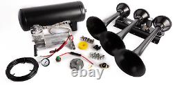 Train Horn Kit Air 12v 1.5g 3 Trumpet 150 Psi For Cars/truck Loud Viking Horns