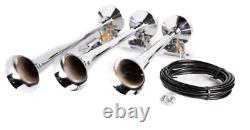 Train Horn Kit Air 12v 1.5g 3 Trumpet 150 Psi For Cars/truck Loud Viking Horns