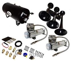 Train Horn Kit Air 12v 5g 3 Trumpet 200 Psi For Cars/truck Loud Viking Horns