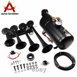 Train Horn Kit For Truck/Car/150PSI /4 Trumpets /1G Air Tank/Pickup Loud System