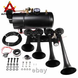 Train Horn Kit For Truck/Car/150PSI /4 Trumpets /1G Air Tank/Pickup Loud System