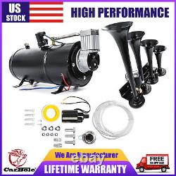 Train Horn Kit For Truck/car/pickup Loud System /1g Air Tank /150psi /4 Trumpets