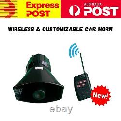 Wireless Customizable Car Vehicle Horn Speaker 12V DC 30W Remote Plug N Play USB