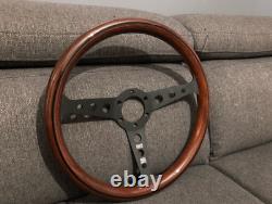 Wooden Mstyle Steering Wheel with Momo horn button, Wood Steering Wheel